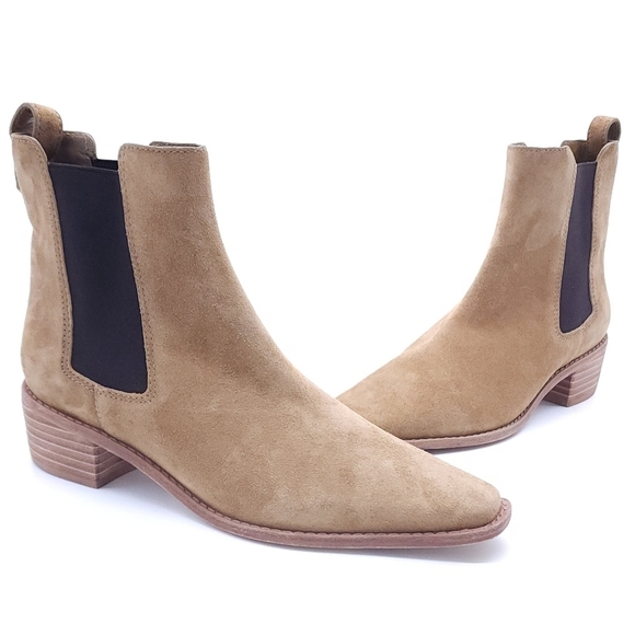 Tory Burch Women's Western Pointed Toe Ankle Chelsea Suede Brown Bootie Size 9.5 - Picture 8 of 10
